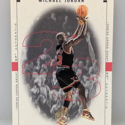 1998-99 Upper Deck SP Authentic Michael Jordan Chicago Bulls trading card in excellent condition.