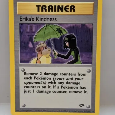 Erika's Kindness Trainer Pokémon card (#103/132) from the Gym Challenge expansion, circa 2000.
