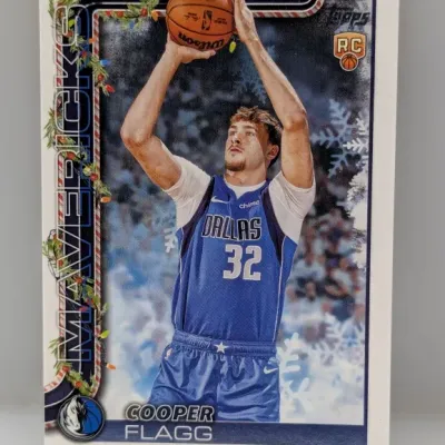 Topps holiday edition Cooper Flagg rookie trading card in excellent condition.