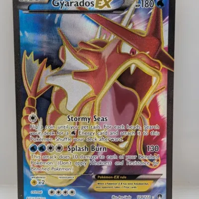 Gyarados EX full-art ultra rare Pokémon trading card, numbered 114/122 from the 2016 BREAKpoint expansion.