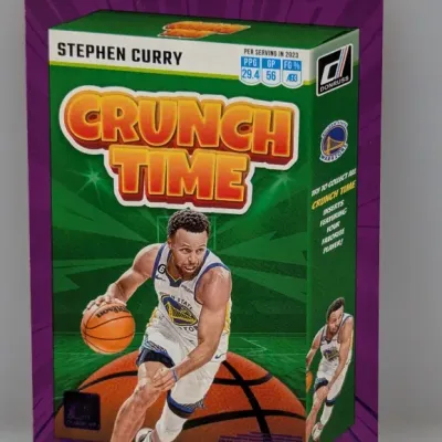 2022-23 Panini Donruss Stephen Curry 'Crunch Time' Press Proof basketball insert card.
