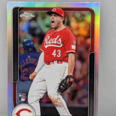 Topps Chrome Sal Stewart Cincinnati Reds rookie baseball card featuring a refractor finish, in excellent condition.