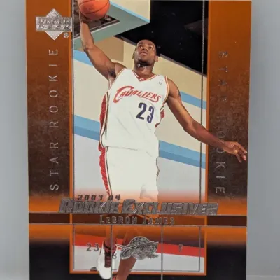 2003-04 Upper Deck Rookie Exclusives Star Rookie LeBron James trading card #1.