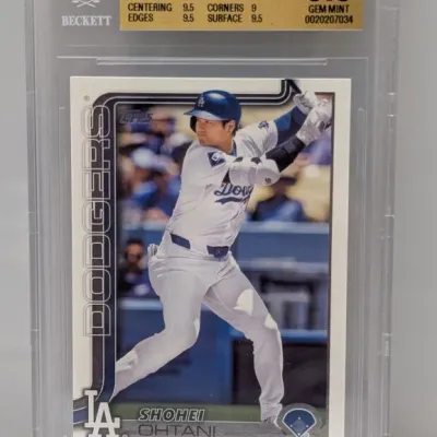 Beckett-graded 9.5 Gem Mint 2025 Topps Shohei Ohtani baseball card #1 in a protective slab.