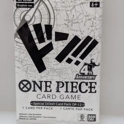 Sealed Bandai Namco One Piece Card Game Special DON!! Card Pack DP-12, English version 4th Anniversary booster pack in new condition.