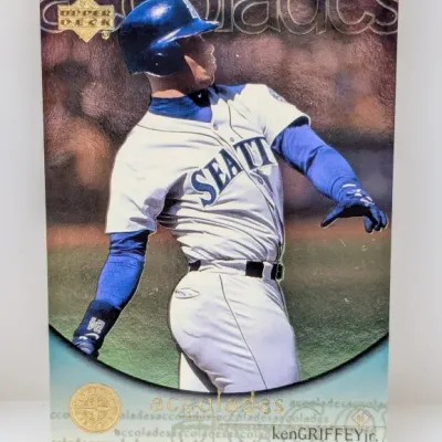 1990s Upper Deck Accolades Ken Griffey Jr. baseball trading card featuring a metallic insert finish.
