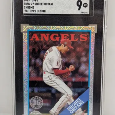 SGC 9 Mint graded 2023 Topps Chrome Shohei Ohtani baseball card featuring the '88 Topps anniversary design.