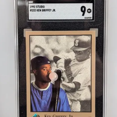 SGC 9 Mint graded 1992 Studio #232 Ken Griffey Jr. baseball card encapsulated in a protective slab.