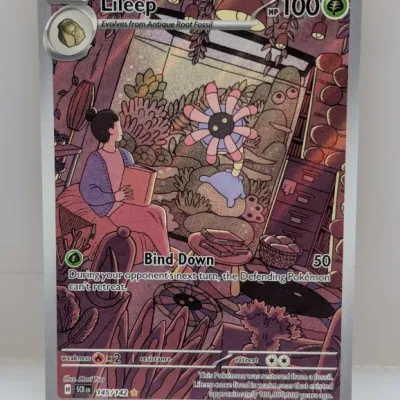Pokémon Trading Card Game Lileep Illustration Rare card (#145/142) from the 2024 Stellar Crown expansion, featuring full-art artwork by...