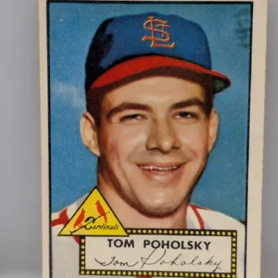 1952 Topps Tom Poholsky #174 baseball card, featuring the St. Louis Cardinals pitcher.
