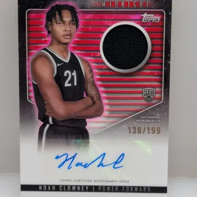 Topps Midnight Noah Clowney rookie autograph memorabilia sports card, numbered 138/199.