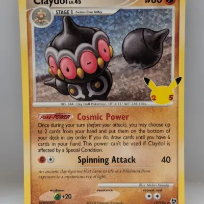 Pokémon Trading Card Game 25th Anniversary Celebrations Classic Collection Claydol LV.45 holo card, number 15/106.