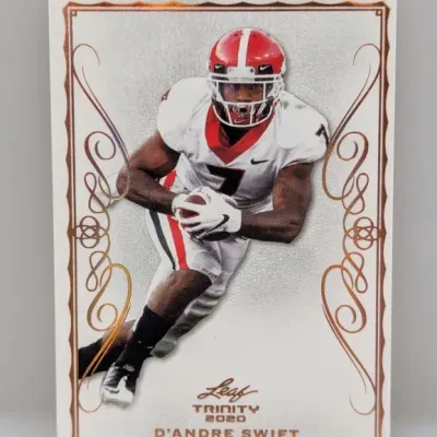 2020 Leaf Trinity D'Andre Swift football card featuring him in a Georgia Bulldogs uniform.
