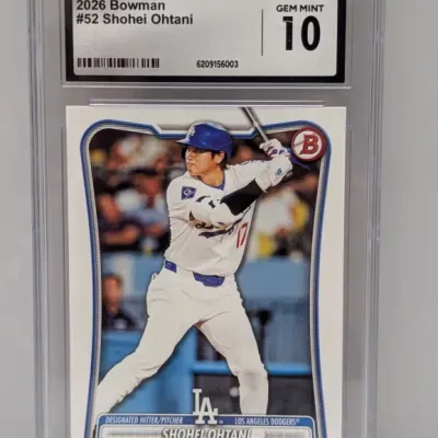 CGC-graded Gem Mint 10 copy of a 2026 Bowman #52 Shohei Ohtani baseball card in a protective slab.