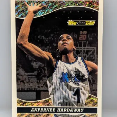 1993-94 Topps Black Gold Anfernee Hardaway basketball trading card featuring holographic accents.