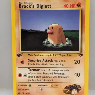 1st Edition Brock's Diglett #67/132 Pokémon trading card from the 2000 Gym Heroes set.