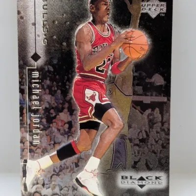 1990s Upper Deck Black Diamond Michael Jordan basketball trading card, featuring the Chicago Bulls star in action.