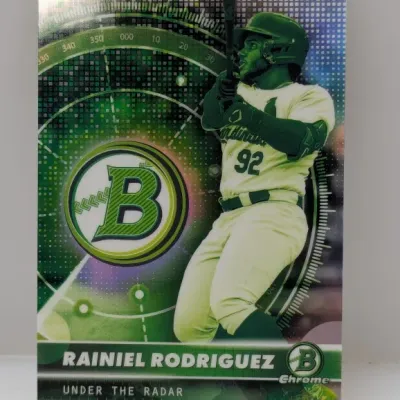Bowman Chrome 'Under The Radar' insert trading card featuring Rainiel Rodriguez in good condition.