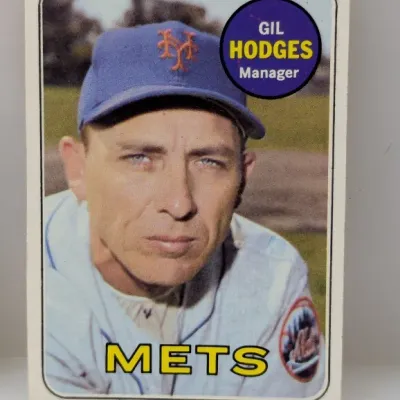 1969 Topps Gil Hodges #145 baseball card, featuring him as manager for the New York Mets.