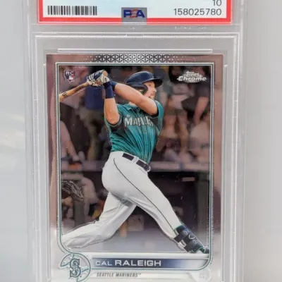 PSA 10 Gem Mint graded 2022 Topps Chrome Cal Raleigh rookie baseball card, #149.