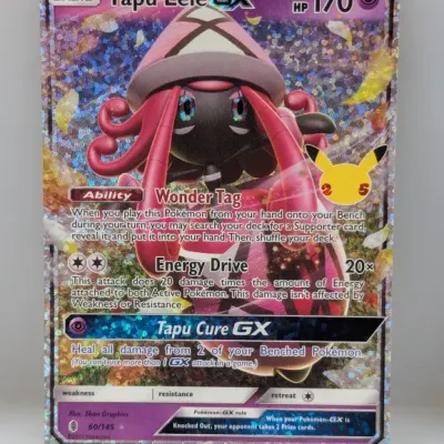 Pokémon Trading Card Game Tapu Lele-GX ultra rare card from the 25th Anniversary Celebrations Classic Collection, featuring a full-art...