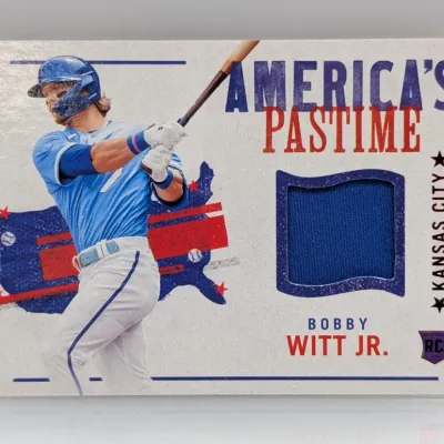 Bobby Witt Jr. Kansas City Royals rookie jersey relic baseball card, America's Pastime series.