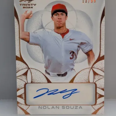 2024 Leaf Trinity Nolan Souza autographed baseball card, serial numbered 13/99.