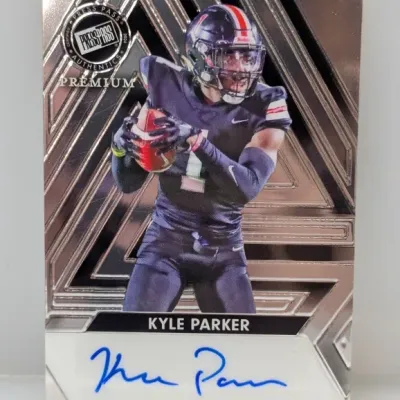 2024 Press Pass Premium autographed Kyle Parker trading card in a metallic parallel finish.