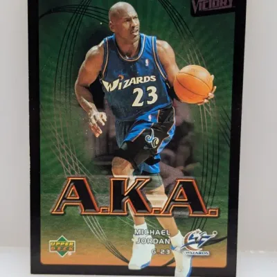 2002-03 Upper Deck Victory 'A.K.A.' Michael Jordan Washington Wizards basketball trading card.