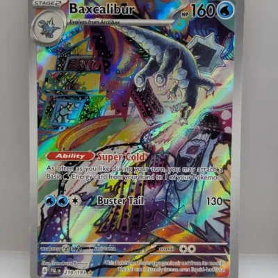 Baxcalibur ultra rare full-art secret rare Pokémon trading card from the Paldea Evolved set, numbered 210/193.