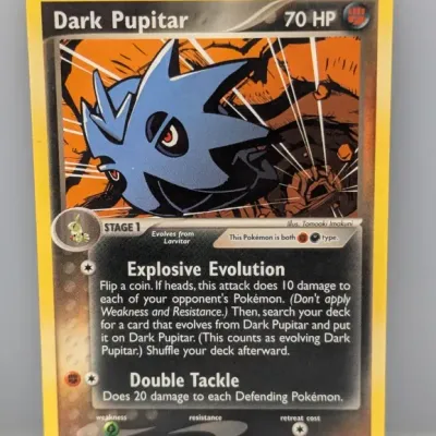 Dark Pupitar Pokémon trading card, numbered 40/109 from the 2004 EX Team Rocket Returns expansion set.