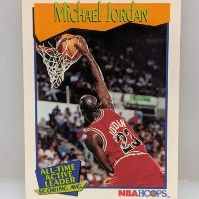 1990-91 NBA Hoops Michael Jordan #65 basketball trading card in good condition.
