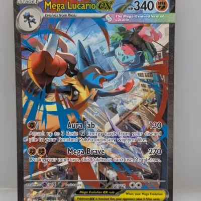 Mega Lucario ex full-art Pokémon trading card, numbered 179/132 from the Mega Evolution series.