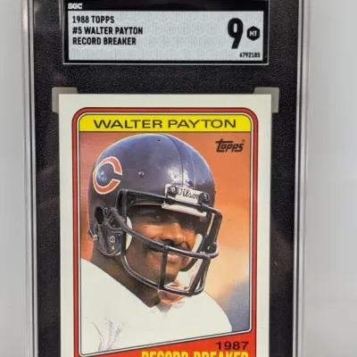 SGC 9 Mint graded 1988 Topps #5 Walter Payton Record Breaker football card.