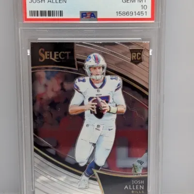 PSA-graded 10 Gem Mint 2018 Panini Select Josh Allen rookie card #207 in a protective slab.