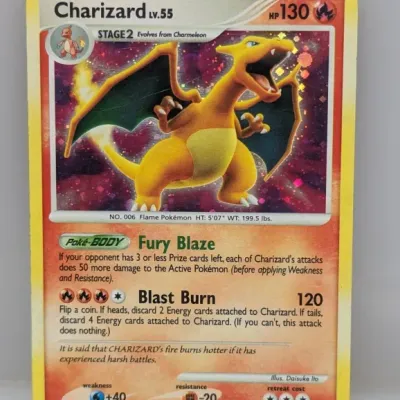 2007 Pokémon Diamond & Pearl Secret Wonders holo Charizard Lv.55 card #3/132, showing light edge wear.