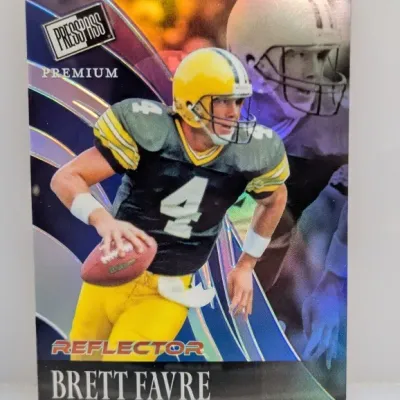 Press Pass Premium Brett Favre Reflector football trading card featuring him in his Southern Miss Golden Eagles uniform.