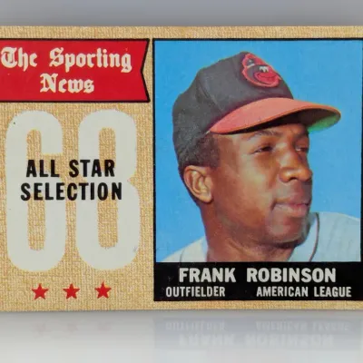 1968 Topps Frank Robinson #500 'The Sporting News All Star Selection' baseball card in good condition.