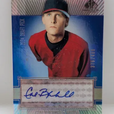 2004 Upper Deck SP Prospects Chad Blackwell autographed draft pick baseball card, serial numbered 376/400.