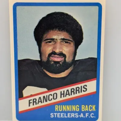 1975 Topps Franco Harris football trading card #300, featuring the Pittsburgh Steelers running back in sharp condition with crisp borders.