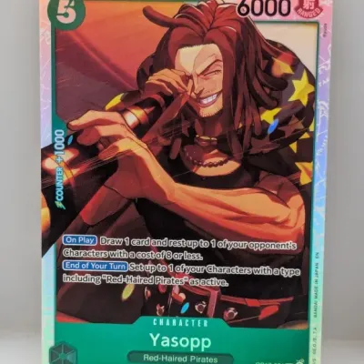 One Piece Card Game Yasopp Super Rare parallel foil card (OP17-031), featuring vibrant full-art illustration in near-mint condition.