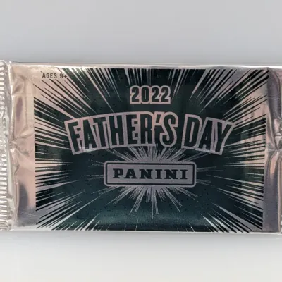 Sealed pack of 2022 Panini Father's Day trading cards in original foil packaging.