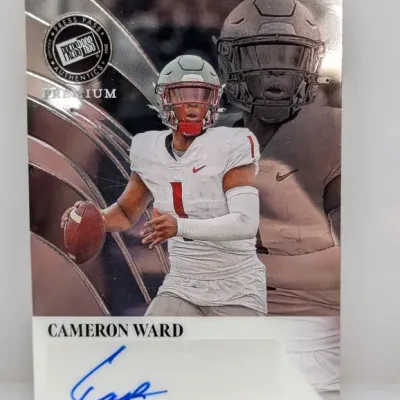 2024 Press Pass Premium Cameron Ward autographed trading card featuring a certified authentic seal and on-card signature in blue ink.