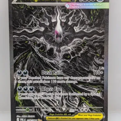 Mega Darkrai ex custom or proxy Pokémon trading card with full-art illustration by Akira Egawa, presented in clean condition.