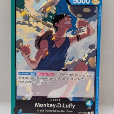 One Piece Card Game Monkey.D.Luffy leader card, model OP06-022 L, featuring dynamic full-art illustration.