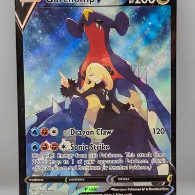 2022 Pokémon Sword & Shield Astral Radiance Trainer Gallery Garchomp V full art trading card (TG23/TG30), featuring Cynthia.