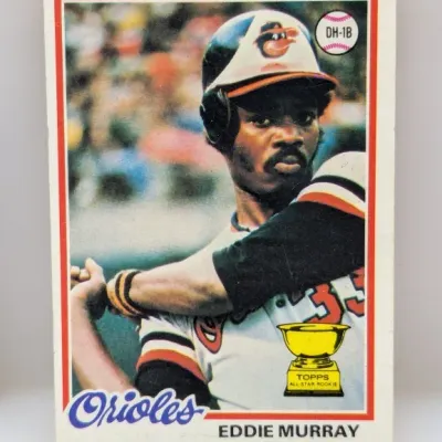 1978 Topps Eddie Murray rookie baseball card #36, featuring the Topps All-Star Rookie trophy emblem for the Baltimore Orioles.