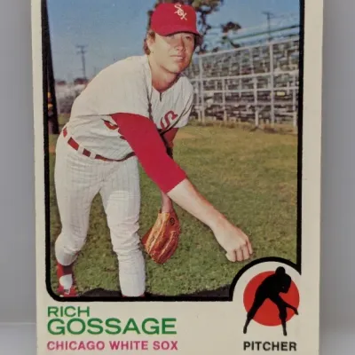 1973 Topps Rich Gossage rookie baseball card (#174) featuring the Chicago White Sox pitcher in good condition with minor corner wear.
