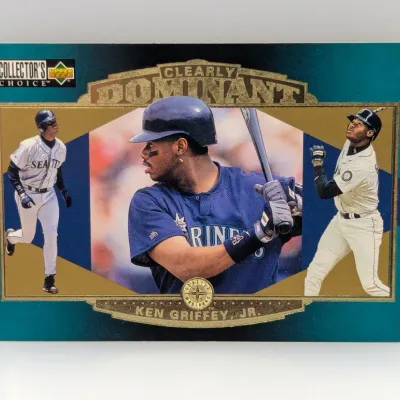 1997 Upper Deck Collector's Choice 'Clearly Dominant' Ken Griffey Jr. baseball card.