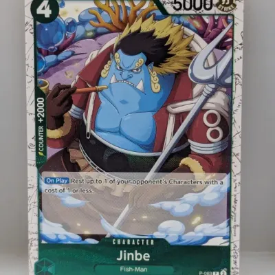 One Piece Card Game Jinbe promo card (P-063) in near-mint condition.
